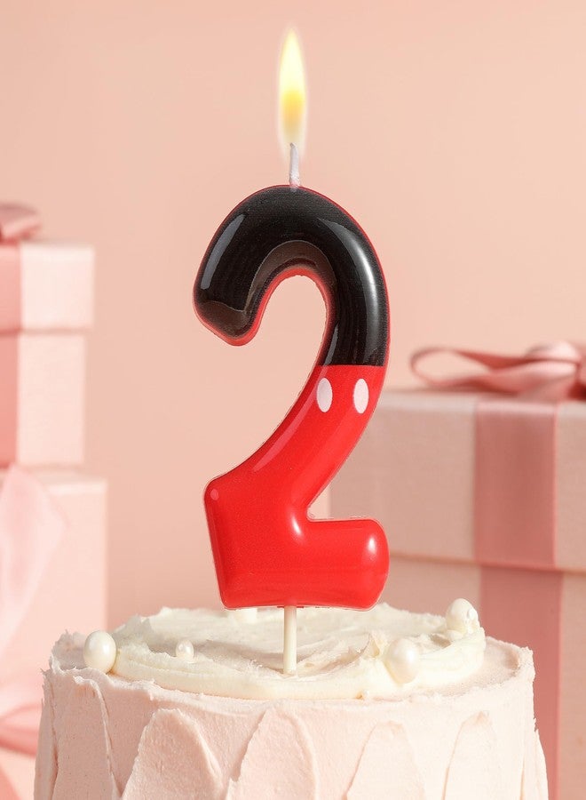 PHD CAKE 2.76 Inch Cartoon Red and Black 2 Number Birthday Candles, Red Mouse Cake Topper, Cake Number Candles, Party Celebration, Style Candle - Image 2